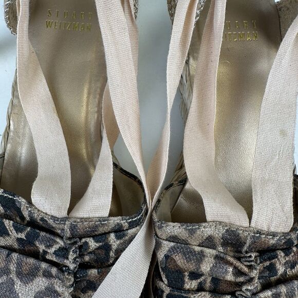 Stuart Weitzman Denia Cheetah Print Espadrille Flats Balletcore Tie Size 7M - Picture 11 of 12